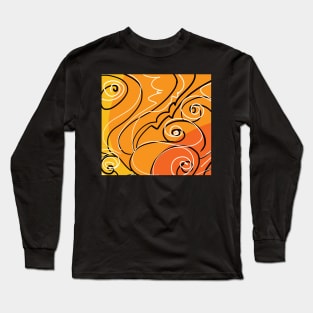 Swirls on Orange and Yellow Long Sleeve T-Shirt